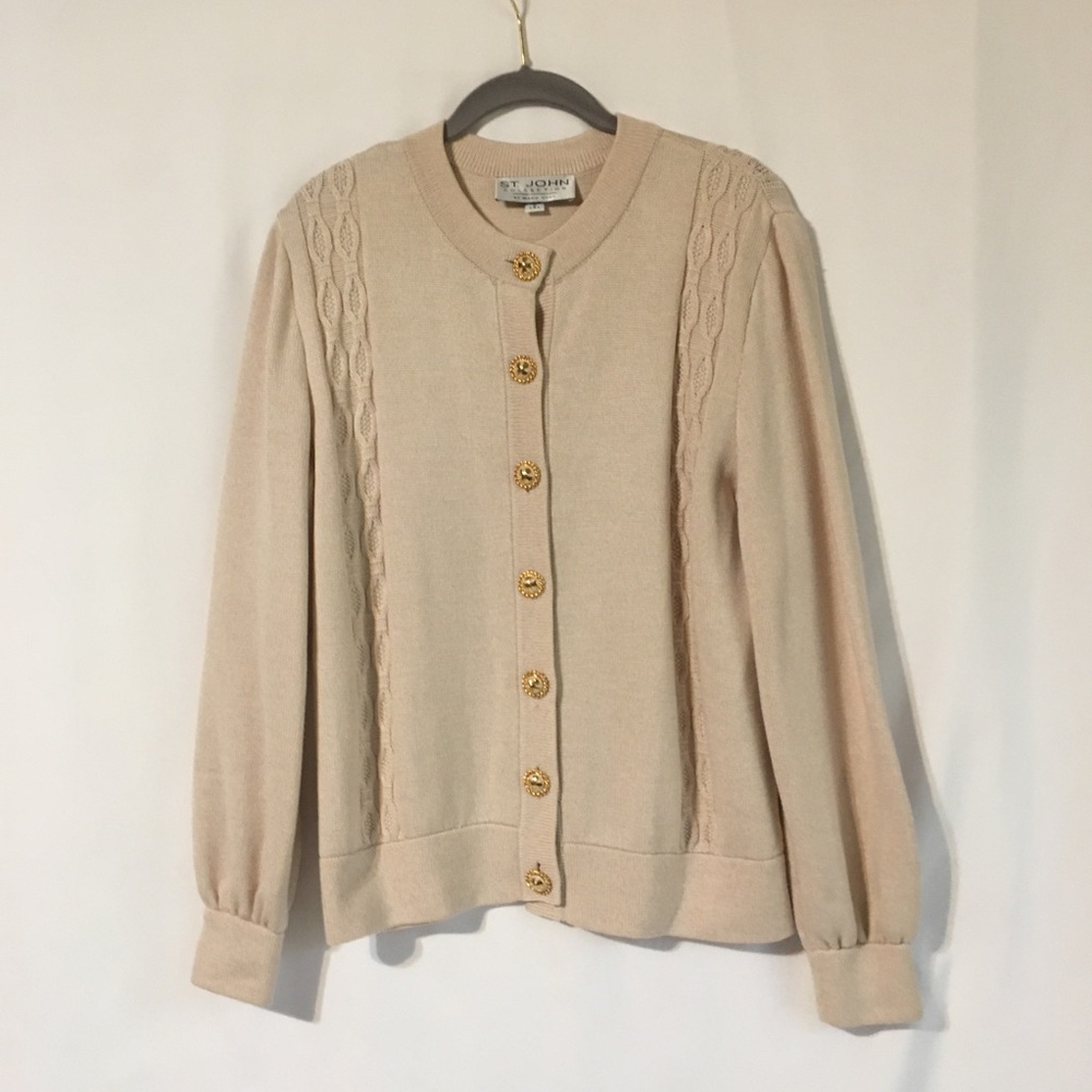 St John Collection Knit Cardigan w/ Gold Buttons